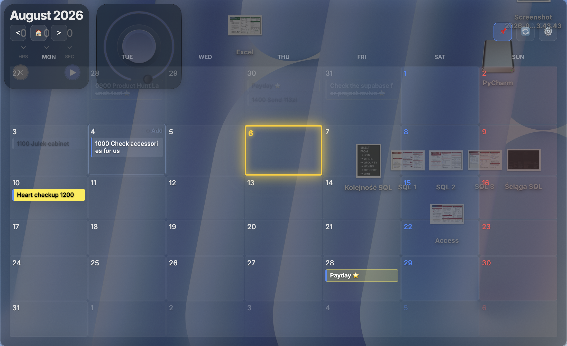 Calendar-On-Demand Screenshot on macOS