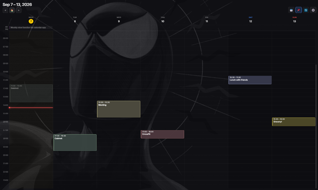Calendar-On-Demand Google Calendar-style Weekly Timeline View